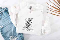 Nurses Club SVG - Skeleton Hand Syringe Butterfly Cut File Product Image 3