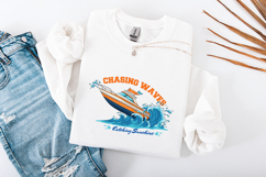 Chasing Waves Catching Sunshine Retro Speedboat Summer PNG Product Image 3