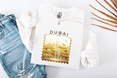 Dubai UAE SVG - Gold Desert Skyline Postage Stamp Design Product Image 3