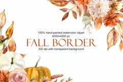 Autumn Watercolor Borders, Fall leaves Clipart PNG Product Image 2