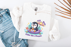 Kawaii Chill Mode Penguin SVG - Summer Beach Sublimation Product Image 1