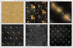 16 Black &amp; Gold Aries Zodiac Seamless Patterns Product Image 3