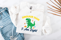 Dinosaur Yeah Birthday SVG I Am Eight Cute Kids Dino Design Product Image 1