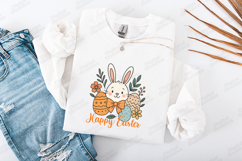 Happy Easter Bunny SVG - Cute Rabbit with Floral Eggs &amp; Gard Product Image 3