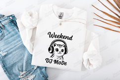 Weekend DJ Mode Cat Tshirt Design Cute Headphone Art Product Image 3