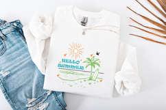 Hello Summer SVG - Retro Surfboard Beach Shore Cut File Product Image 3