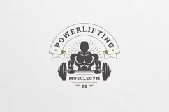 Muscular male retro fitness logo Product Image 3