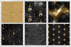 16 Black &amp; Gold Aquarius Zodiac Seamless Patterns Product Image 3
