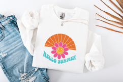 Hello Summer SVG - Retro Smiley Daisy Sunburst Cut File Product Image 3