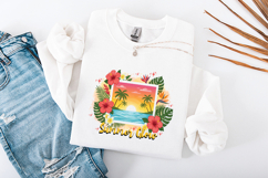 Summer Glow Tropical Hibiscus Beach Sunset Sublimation PNG Product Image 3