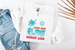 Surf More Worry Less Retro Beach SVG - Summer Quote PNG Product Image 3