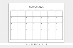 2026 Monthly Printable Calendar PDF Files Product Image 3