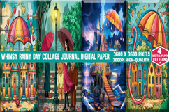 Whimsy Rainy Day Collage Journal Digital Paper Background pn Product Image 4