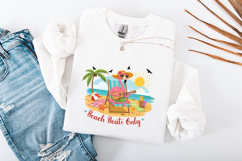 Beach Beats Only | Flamingo Playing Ukulele Summer SVG PNG Product Image 3