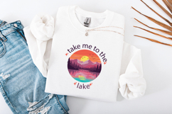 Take Me To The Lake Retro Sunset SVG Mountain Sublimation Product Image 3
