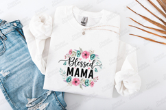 Blessed Mama SVG - Cute Floral Wreath Motherhood Clipart Product Image 3