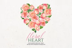 Watercolor Roses Heart, Sublimation PNG Product Image 1
