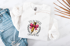 Teacher Social Club SVG - Sparkly Pencil Bow School Cut File Product Image 3