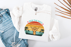 Ride the Rays SVG - Retro Shaka Hand Beach Sunset Cut File Product Image 3