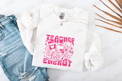 Teacher Energy SVG - Retro Pink School Supply Doodle File Product Image 3