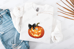 Sparkling Pumpkin SVG - Retro Halloween Bow Jack-O-Lantern Product Image 1