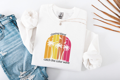 Retro Island Wave SVG | Vintage Sunset Palm Tree T-Shirt PNG Product Image 3