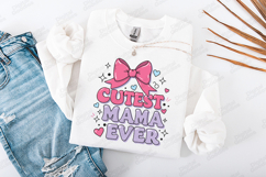 Cutest Mama Ever SVG - Colorful Retro Coquette Bow Design Product Image 2
