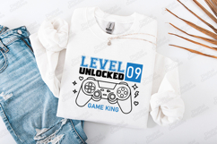 Level Unlocked 09 Gaming SVG Controller Birthday Design Product Image 1