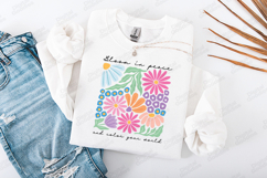 Bloom in Peace SVG Colorful Floral Sublimation Design PNG Product Image 1
