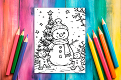 4 Cute Christmas Snowman Coloring Pages, Xmas Designs Product Image 3