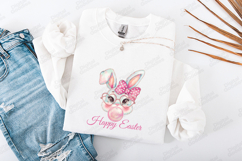 Cute Happy Easter Bunny Girl PNG | Watercolor Sublimation Product Image 3