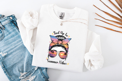 Summer Vibes Messy Bun SVG - Tropical Sunset Sunglasses Art Product Image 3
