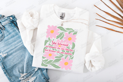 She Bloomed Fearless Motivational SVG Pink Boho Flower PNG Product Image 2