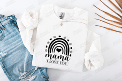 Mama I Love You SVG - Boho Rainbow Heart Mother Cut File Product Image 3