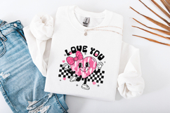 Love You Retro Heart Mascot SVG - Pink Groovy Valentine PNG Product Image 1