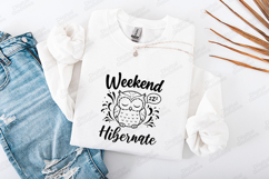 Weekend Hibernate Owl Tshirt Design Cute Sleeping Art Product Image 3
