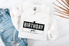 Birthday Girl Tshirt Design Modern Black And White Text Product Image 1
