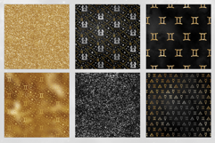 16 Black &amp; Gold Gemini Zodiac Seamless Patterns Product Image 3
