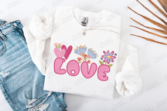 Retro Love Floral Hearts Valentines Day Boho JPG Art Design Product Image 1