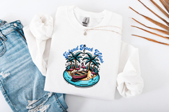 Island Flock Vibes Retro Flamingo SVG Tropical Beach Design Product Image 3