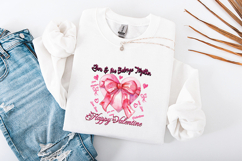 Watercolor Valentine Heart &amp; Bow Sublimation PNG Design Product Image 1