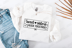 Sweet Sisters Laugh Together SVG - Cute Sister Group Design Product Image 2