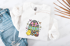 Checkered Easter Egg SVG with Cute Chick and Coquette Bows Product Image 3