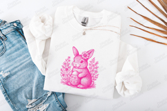 Vintage Floral Bunny SVG - Pink Hand Drawn Rabbit Sublimatio Product Image 3
