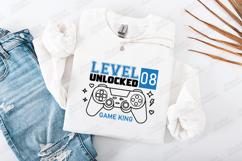 Level Unlocked 08 Gaming SVG Controller Birthday Design Product Image 1