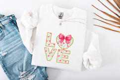 Love Floral SVG Pink Bow Valentine Rose Sublimation PNG Product Image 3