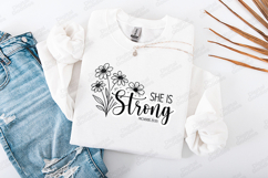 She Is Strong Floral Quote SVG Design Christian Art Product Image 2