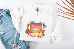 Tropical Beach Sunset Polaroid Art - Enjoy Sunset Vibe PNG Product Image 1