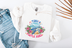 Tides &amp; Turtle Vibes SVG | Sea Turtle Tropical Beach Design Product Image 3