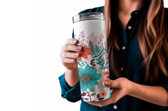 Boho Floral Tumbler Wrap 20 oz, Flower Sublimation Design Product Image 3